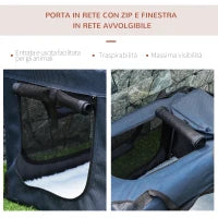 Borsa per Cani a 3 Ingressi con Cuscino e Sacche Portaoggetti, in Tessuto Oxford Blu e Metallo, 70x51x50 cm