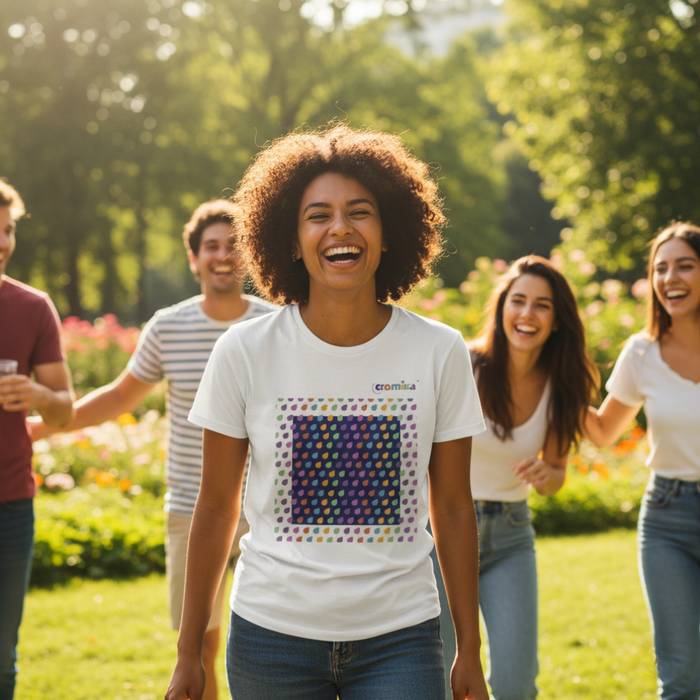 T-shirt cromika arte e colore in cotone naturale *** misura small - s, modello colorful drops, confezione 1