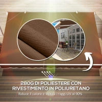 Tenda da Sole per Esterno Avvolgibile a Manovella in Metallo e Alluminio, 4x2.5m, Rosso Ruggine