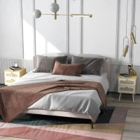 Comodino con Cassetti Set 2 Pezzi in Truciolato e MDF in stile Boho, 40x40x55 cm, Rovere e Bianco