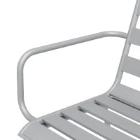 Set da Giardino 7 Pezzi in Acciaio con 6 Sedie Impilabili e Tavolo da Pranzo, Grigio Chiaro