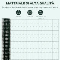Rete di Recinzione in Acciaio e PVC per Spazi Esterni, Rotolo da 25 m e Altezza 1.7 m, Verde