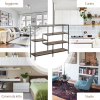 Scaffale Libreria Asimmetrica Stile Industriale in Legno e Metallo