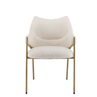 Sedia da pranzo con braccioli, tessuto Sherpa, cuscino del sedile spesso, schienale ergonomico, 52.5×48×83.7 cm,Beige
