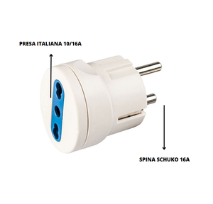 Adattatore presa schuko presa italiana bianco 16 ampere ecova