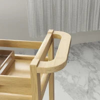 Scaffale da Bagno in Bambù a 3 Livelli con Ruote, Carrello per Cucina, Bagno, Soggiorno, Naturale