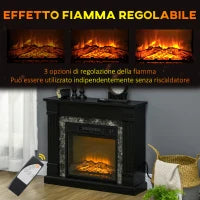 Camino Elettrico da Incasso a Terra con Timer, Fiamma e Temperatura Regolabile, 80x21.6x67.8 cm, Nero