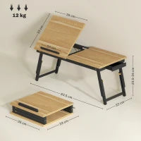 Supporto Monitor Inclinabile e Regolabile con Cassetto Laterale, in Legno, 83.5x33x23.5-34 cm, Rovere e Nero