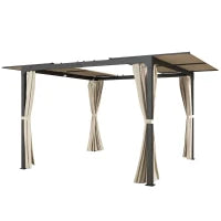 Gazebo Pergola con Tende Laterali e Tetto Apribile in Alluminio e Acciaio, 3x3m, Beige