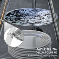 Barbecue a Carbonella con Griglia in Acciaio, Coperchio e Prese d'Aria e Ruote, Nero