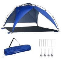 Tenda da Spiaggia Pop Up per 4-6 Persone con Protezione UV, Borsa di Trasporto, 247x247x145cm, Blu