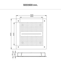 Soffione doccia led a soffitto installazione da incasso con cascata acciaio inox quadro