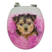 Sedile copri wc universale frizionato fantasia mdf chiusura rallentata *** fantasia pink dog, confezione 1