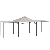 Gazebo da Giardino 3x3 m con Tenda Parasole Laterale, Altezza 288 cm, Cachi