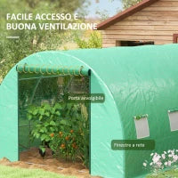 Serra a Tunnel 6x3 m con Sistema di Irrigazione Integrato, in PE e Acciaio, Verde
