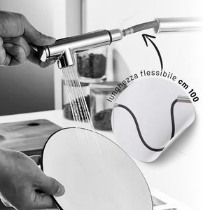 Miscelatore lavello cucina damasco con doccetta estraibile canna orientabile *** finitura- nero opaco, confezione 1