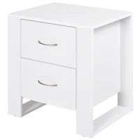 Comodino Moderno in Legno con 2 Cassetti per Camera da Letto, 48x39x54cm, Bianco