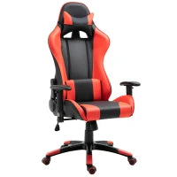 Sedia Gaming Professionale Girevole，Sedia da Ufficio Reclinabile con Sostegno Lombare e Collo PVC 67 x 67 x 123-132cm Nero-rosso