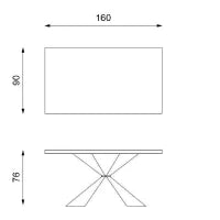 E-STYLO Tavolo fisso con top impiallacciato rovere termocotto e gambe in metallo nero, 90cm X 160cm H. 76cm.