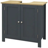 kleankin Mobile Sottolavabo in Truciolato e MDF a 2 Ante con Ripiano Interno Regolabile, 60x30x60 cm, Grigio