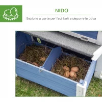 Gabbia per Galline Ovaiole con Zona Corsa e Vassoio di Nidificazione Rimovibile, Pollaio da Giardino in Legno con Tetto Impermeabile, 180x91x79 cm