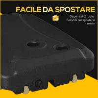 Base per Ombrellone a Braccio Riempibile fino a 75 kg con Base a T Inclusa, 80x60x17 cm, Nero