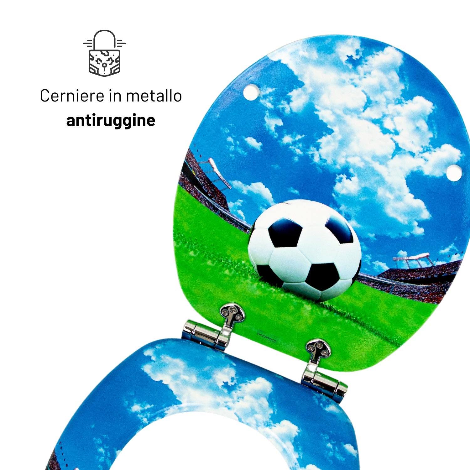 Sedile copri wc universale frizionato fantasia mdf chiusura rallentata *** fantasia stadium, confezione 1