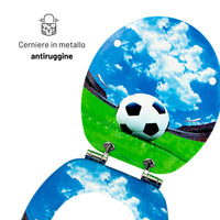 Sedile copri wc universale frizionato fantasia mdf chiusura rallentata *** fantasia stadium, confezione 1