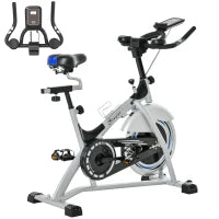 Cyclette da Casa con Resistenza Magnetica, Fitness Cyclette da Camera Professionale con Manubrio e Sella Regolabile, Monitor LCD e Volano 15kg, Supporto Fino a 180kg, Argento Nero