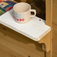 Casetta per Bambini in Legno con Finestre, Staccionata e Panca, 205x119x140 cm, Legno Naturale