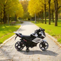 Moto Elettrica per Bambini da 6V con Rotelle Rimovibili, Fari e Musiche, Età 18-36 Mesi, Bianco