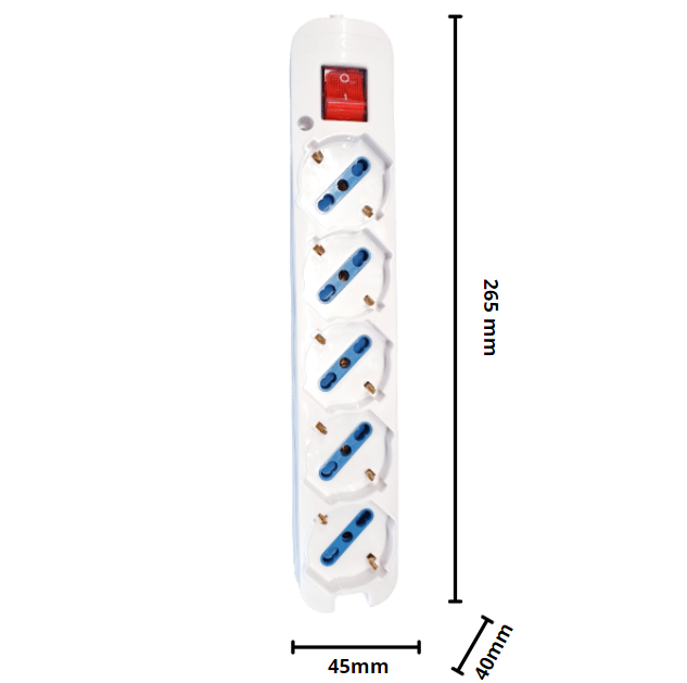 Multipresa elettrica ecova 5 ingressi universali 10/16a colore bianco