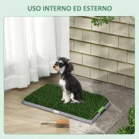 Toilette per Cani con Prato Sintetico, Erba di Ricambio e Vassoio Inferiore per Interno ed Esterno, 67x41x3.5 cm