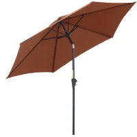 Ombrellone da Giardino Inclinabile con Manovella, in Alluminio, Metallo e Poliestere, Ø260x235 cm, Nero e Caffè