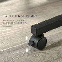 Tavolino da Salotto Stile Industriale, Altezza Regolabile e 4 Ruote con Freno, 80x40x60-75cm