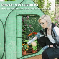 Serra a Casetta Pieghevole con Ingresso a Cerniera, in Acciaio e PE, 150x148x148 cm, Verde