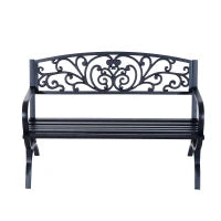 Panca Panchina da Giardino Esterno Metallo, Ghisa 127 × 60 × 85cm Nero