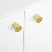 Mobiletto da Archiviazione con 2 Armadi, 3 Porte, Ripiani Regolabili, Piedini Dorati in Acciaio, 107 x 35 x 77 cm, Bianco