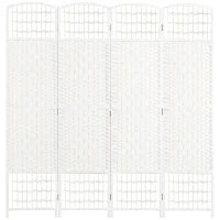 Paravento a 4 Ante Pieghevole per Interni, Autoportante e Intrecciato, 160x170 cm, Bianco