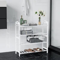 Scaffalatura per Scarpe in Bambù per 12 Paia di Scarpe per Ingresso Corridoio Camera da Letto 67,5x24,7x72 cm Bianco