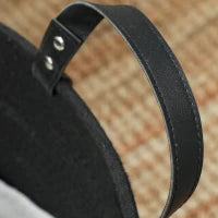 Cesto Portabiancheria da 88L Portatile e Pieghevole con Manici in Cotone Naturale, Ø56x35.5 cm, Nero