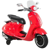 Moto Elettrica per Bambini con Licenza Ufficiale Vespa, 2 Rotelle, Luci e Suoni, 108x49x75 cm, Rossa