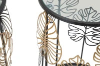 Tavolinetti Foglie Glam Coppia Cm Ø 38X55-33X50
