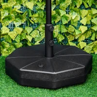 Base per Ombrellone in Plastica Riempibile con Acqua e Sabbia 28-40 kg, per Pali da 38-48 mm, Ø60 cm, Nero