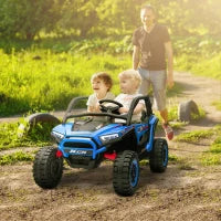 Macchina Elettrica per Bambini 3-8 Anni 24V con Guida Manuale e Telecomando, Velocità 5-7km/h, Blu
