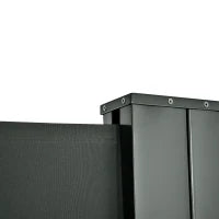 Paravento Laterale Doppio Scorrevole, 6L x 1,80H m, Poliestere Anti-UV, Grigio