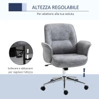 Sedia da Ufficio Ergonomica Altezza Regolabile e Dondolo, Rivestimento in Microfibra, 67x69x92-102cm, Grigio Chiaro