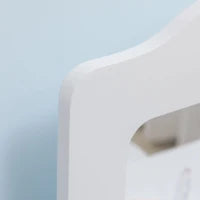 Set Toeletta per Bambini con Tavolo Trucco e Sgabello, Specchio e 2 Cassetti, Bianco e Colore Legno