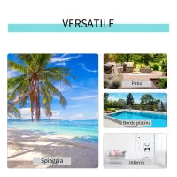 Set 2 Sdraio da Giardino e Tavolino con Vetro, Lettino Prendisole con Tessuto Traspirante 59 x 169 x 66cm, Nero Grigio