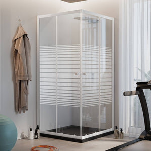 Box Doccia Bianco Quadrato 80x80 CM H185 Vetro Serigrafato mod. Blanc